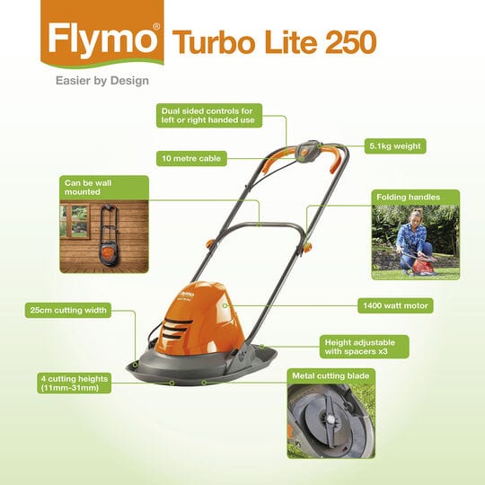 FLYMO Turbo Lite 250 Corded Hover Lawnmower (6617770491962)